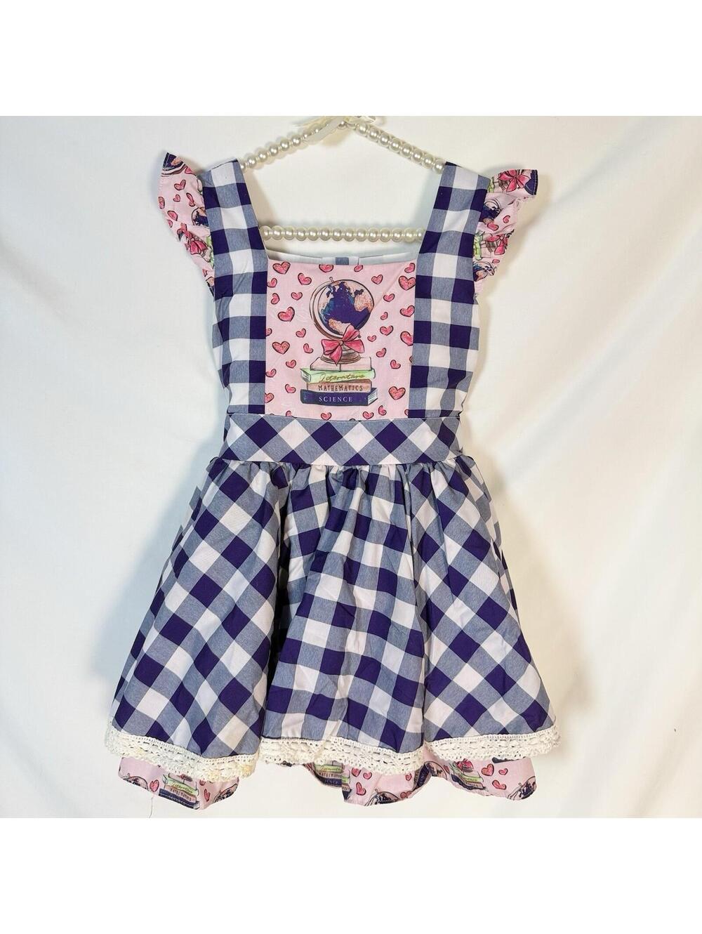Be Girl Clothing Toddler Dress School Books Layered Gingham Sleeveless 4T Check